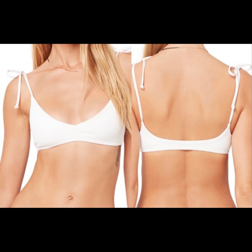 LSpace White ribbed swim too with tie straps